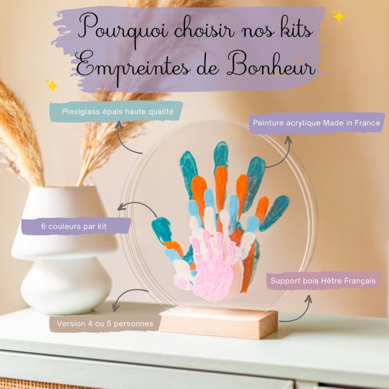 Kit empreinte de mains 5 pers. Pastel (Louyou) - Image 1