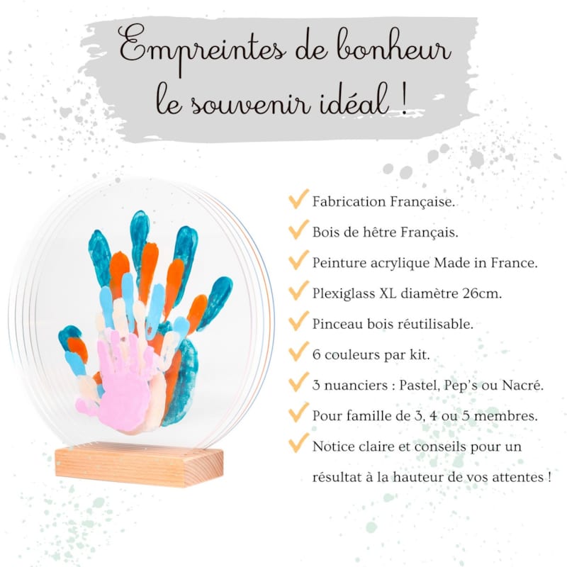Kit empreinte de mains 5 pers. Pastel (Louyou) - Image 3