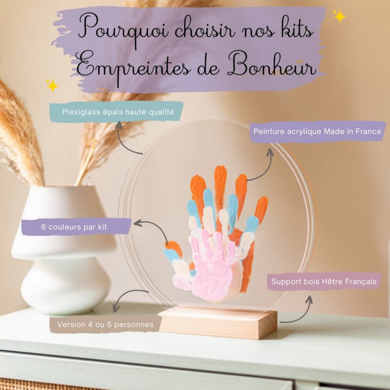 Kit empreinte de mains 4 pers. Pastel (Louyou) - Image 1
