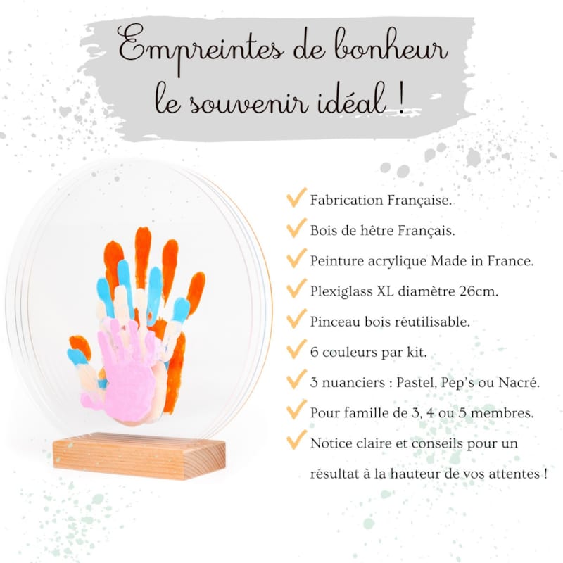 Kit empreinte de mains 4 pers. Pastel (Louyou) - Image 3