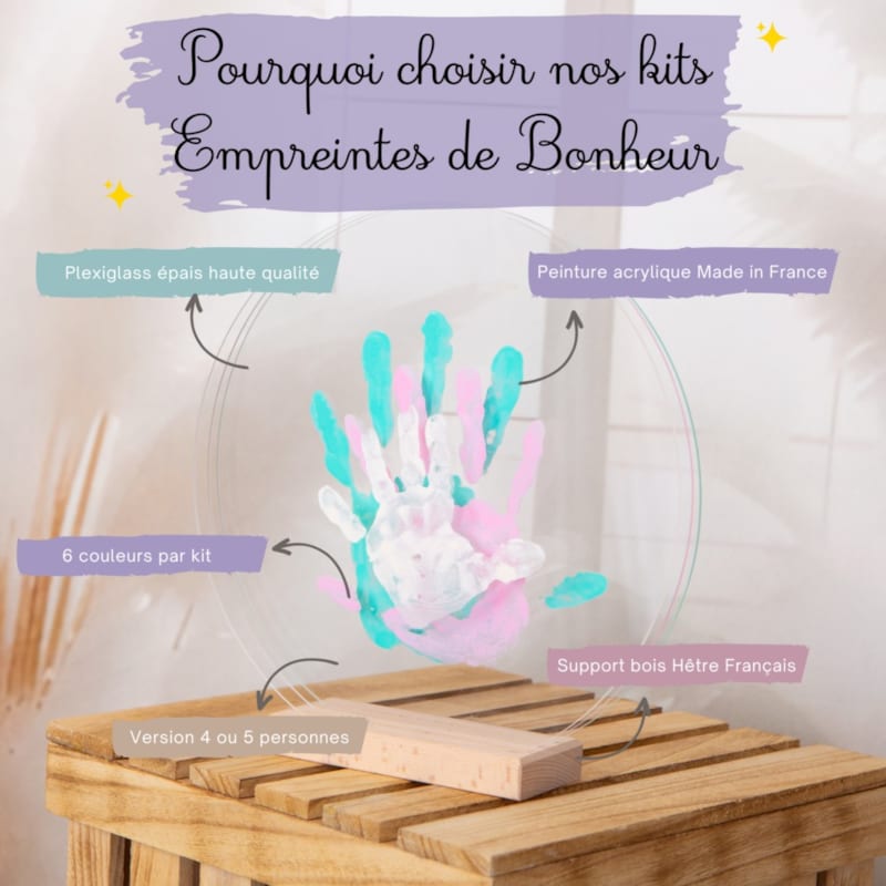 Kit empreinte de mains  3 pers. Pastel (Louyou) - Image 1