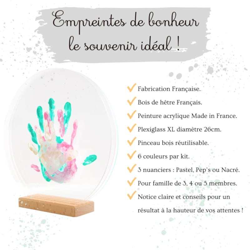 Kit empreinte de mains  3 pers. Pastel (Louyou) - Image 3