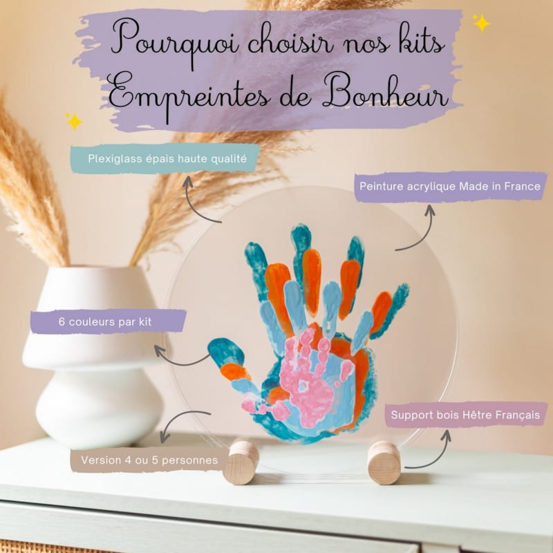 Kit empreinte de mains 4 pers. Pastel (Louyou) - Image 1