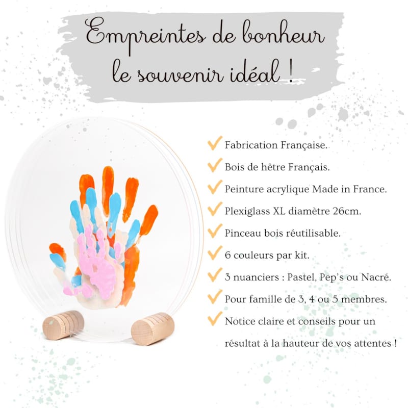 Kit empreinte de mains 4 pers. Pastel (Louyou) - Image 3