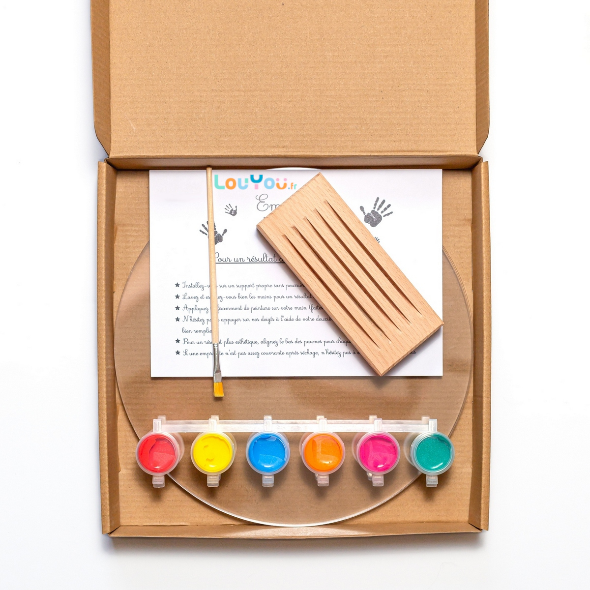 Kit Empreintes Mains Et Pieds Famille - 5 Feuilles Transparentes + 6 Peintures Non Toxiques - Cadeau Naissance, Fête Des Mères - 4