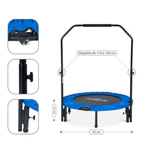 Mini trampoline fitness double barre jum