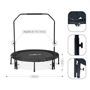 Mini trampoline fitness double barre jum
