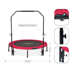 Mini trampoline fitness double barre jum