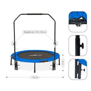 Mini trampoline fitness double barre jum