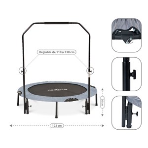 Mini trampoline fitness double barre jum
