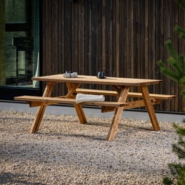 Table pique-nique bois pliante – brun