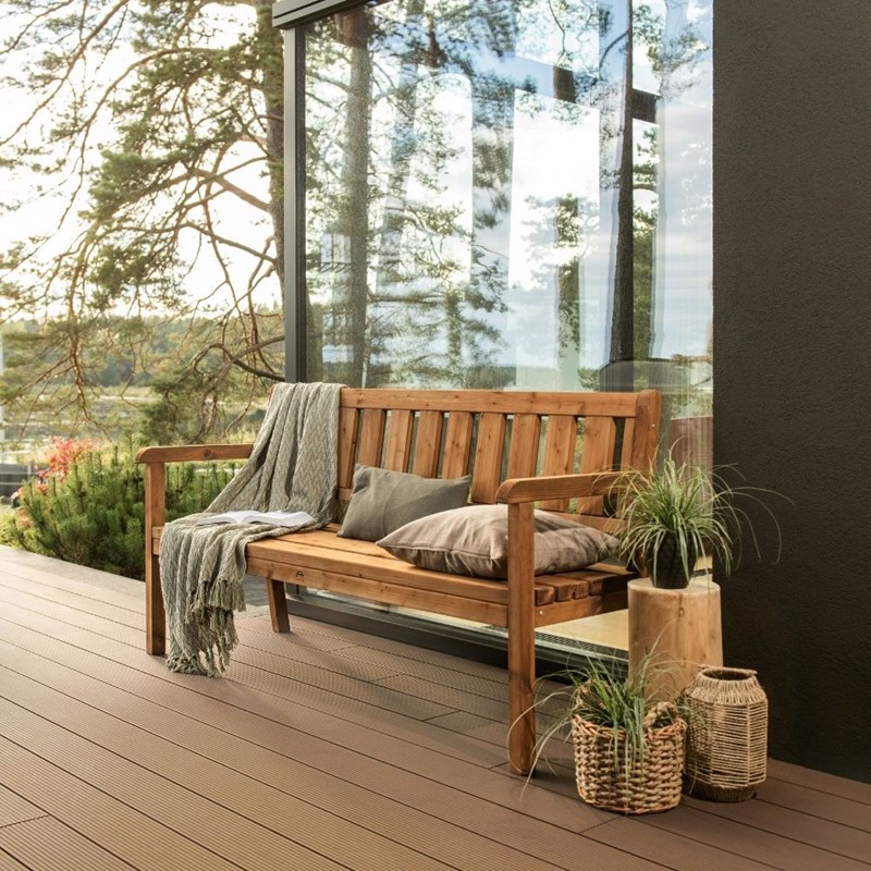 Banc de jardin 3 places large – brun