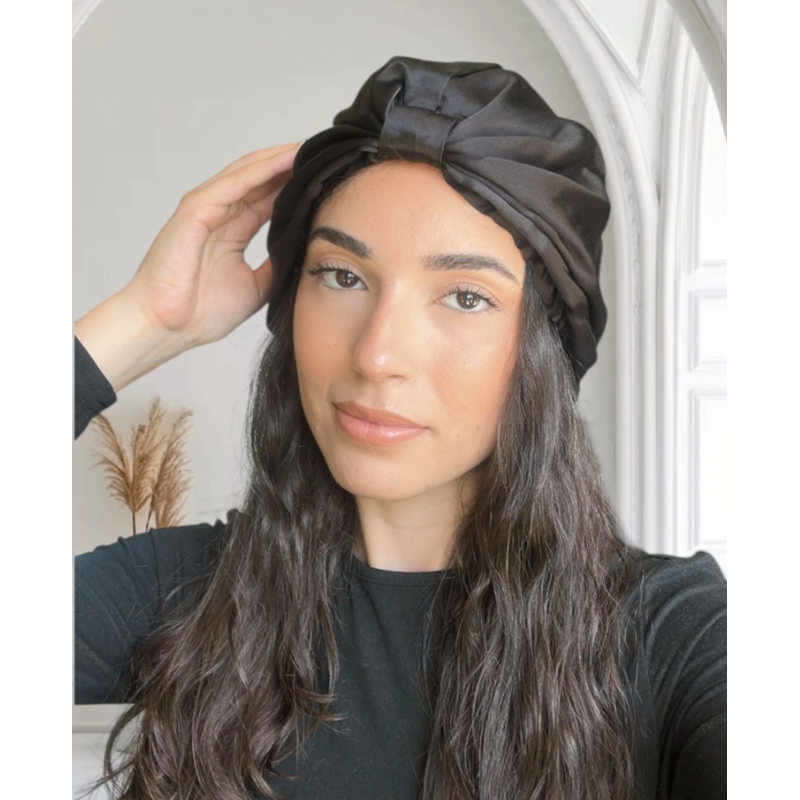 Bonnet de nuit en soie noir