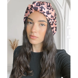 Bonnet de nuit en soie élastique léopard