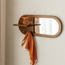Miroir ovale manguier foncé