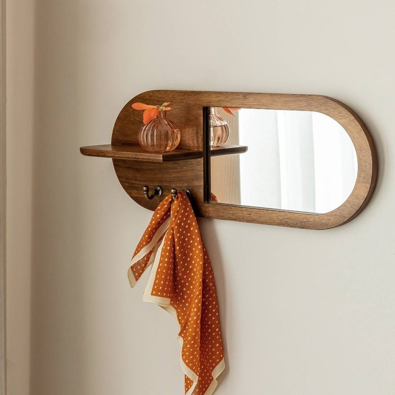 Miroir ovale manguier foncé