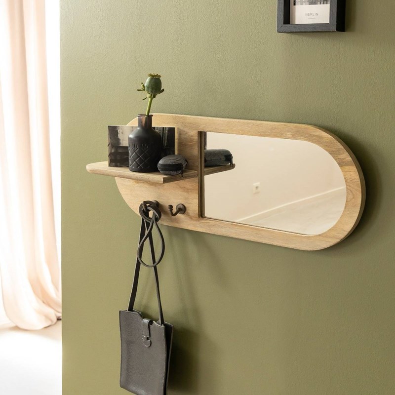 Miroir ovale manguier clair
