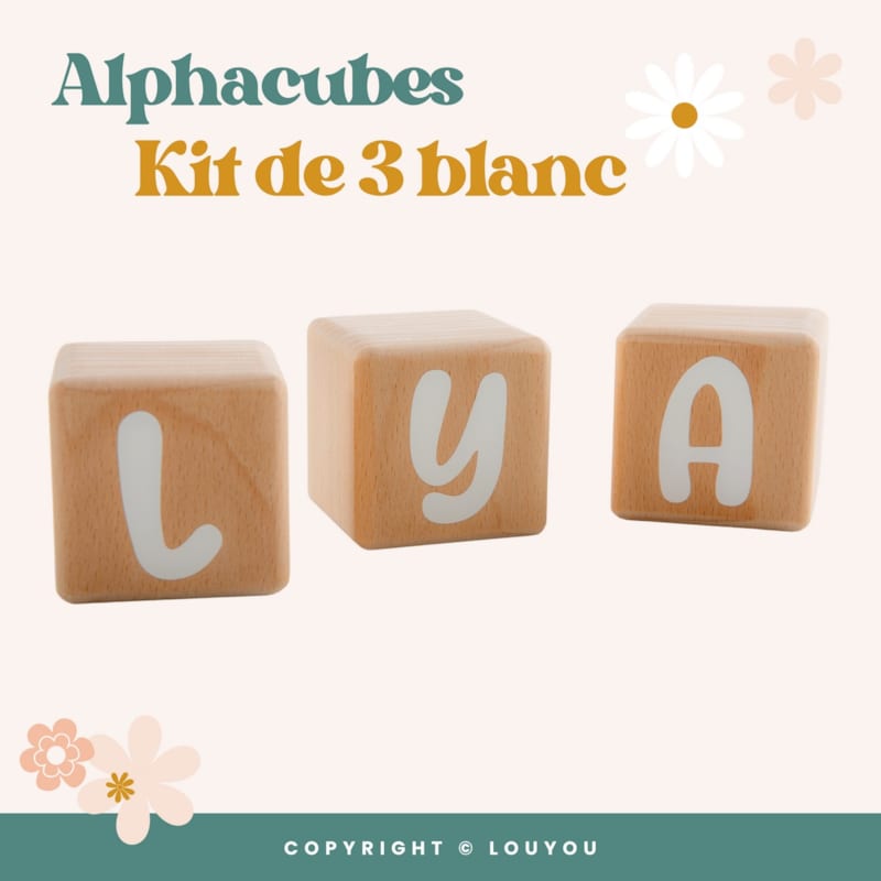 3 cubes 5x5cm + 47 stickers blancs (Louyou) - Image 2