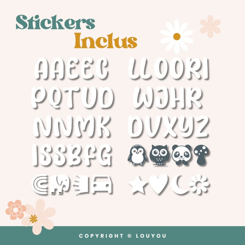 3 cubes 5x5cm + 47 stickers blancs (Louyou) - Image 3