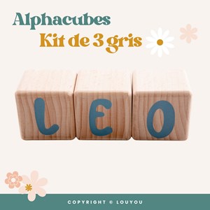 3 cubes 5x5cm + 47 stickers gris