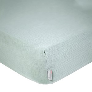 Drap housse gaze de coton uni vert de