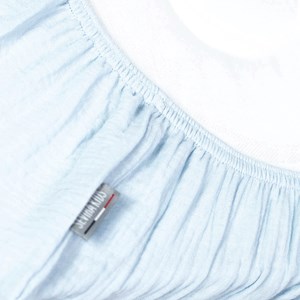 Drap housse gaze de coton uni bleu