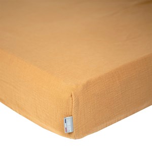 Drap housse gaze de coton uni camel