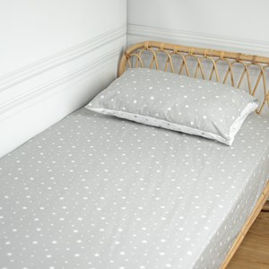 Drap-housse coton stella gris 90x200 cm