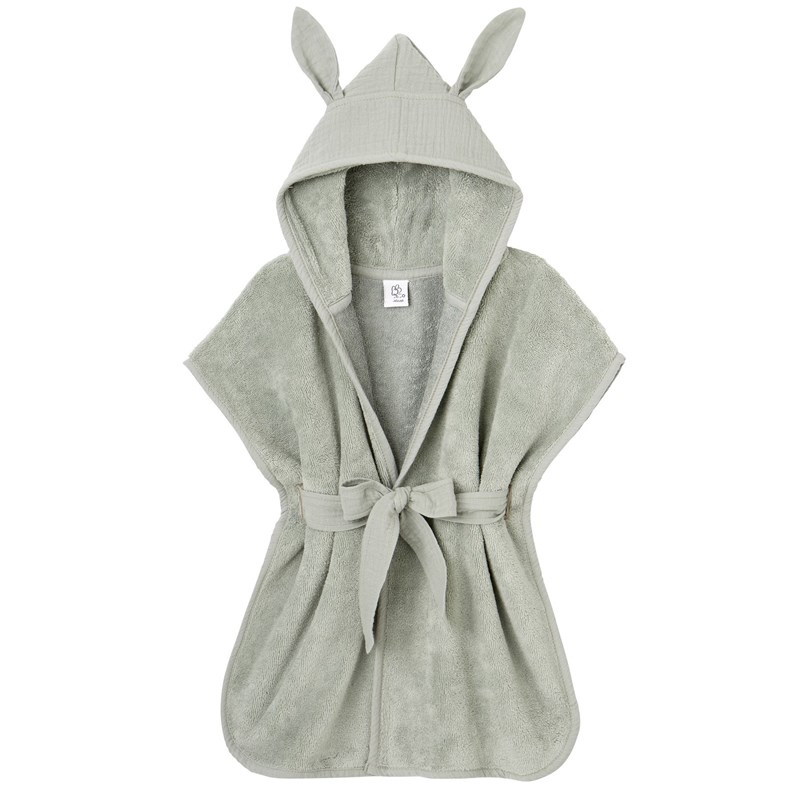 Peignoir enfant en bambou vert de gris