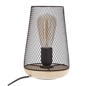 Lampe à poser en fer et bois - h. 23 cm