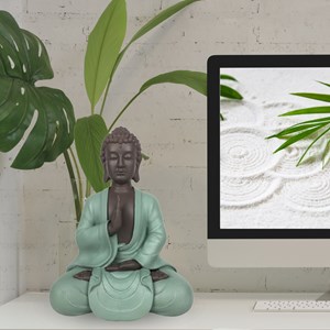 Statue bouddha méditation vert