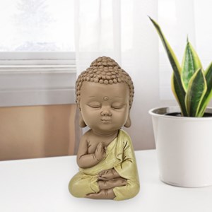 Statuette bouddha toge jaune