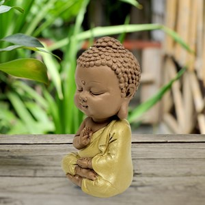Statuette bouddha toge jaune