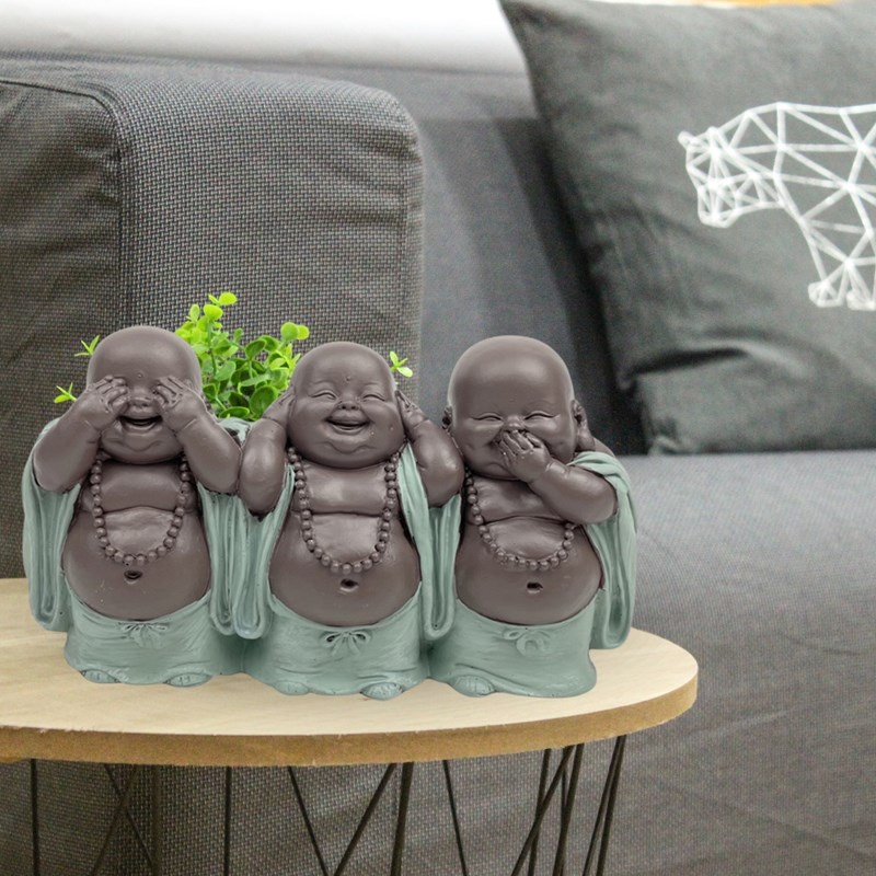 Statue 3 bouddhas rieur sagesse