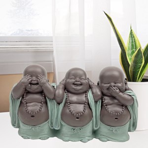 Statue 3 bouddhas rieur sagesse