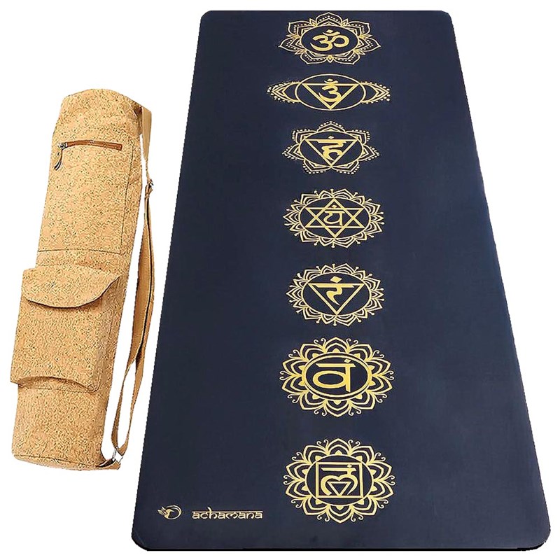 Tapis yoga pro chakras or 5mm +sac liège