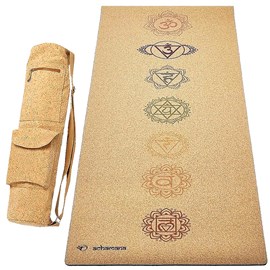 Tapis yoga liège 7 chakras + sac liège