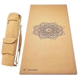 Tapis yoga liège mandala 5mm + sac liège