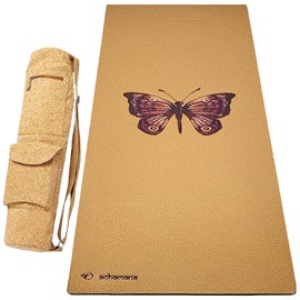 Tapis yoga liège papillon 5mm +sac liège