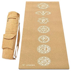 Tapis yoga liège 7 chakras or +sac liège