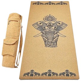 Tapis yoga liège éléphant 5mm +sac liège
