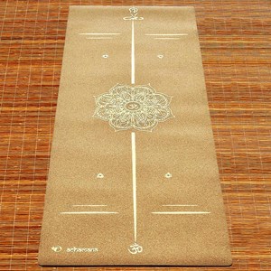 Tapis yoga liège mandala or + sac liège
