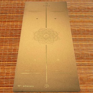 Tapis yoga liège mandala or + sac liège