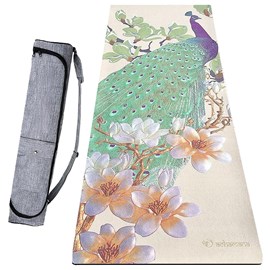 Tapis de yoga 6mm fleur de paon + sac