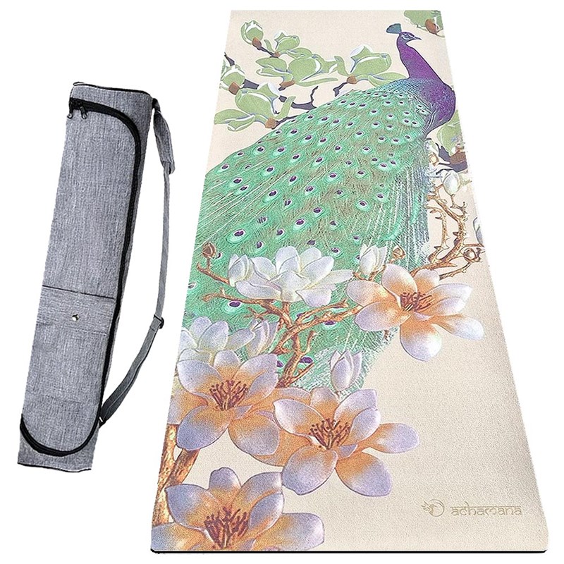 Tapis de yoga 6mm fleur de paon + sac