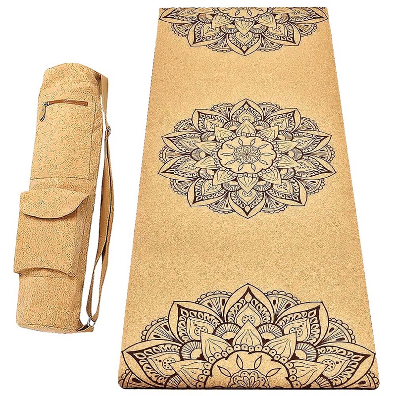 Tapis yoga liège 6mm mandala + sac liege