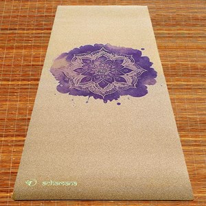 Tapis yoga liège rose mandala +sac liege