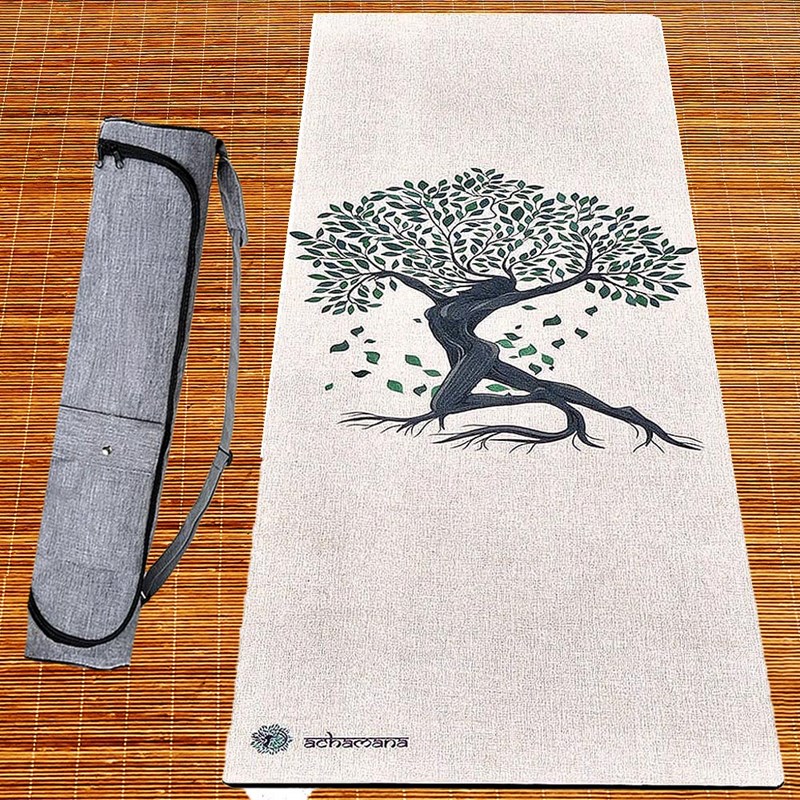 Tapis de yoga chanvre arbre de vie + sac