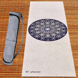Tapis de yoga chanvre fleur de vie + sac