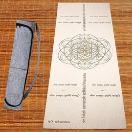 Tapis de yoga chanvre mantra or + sac